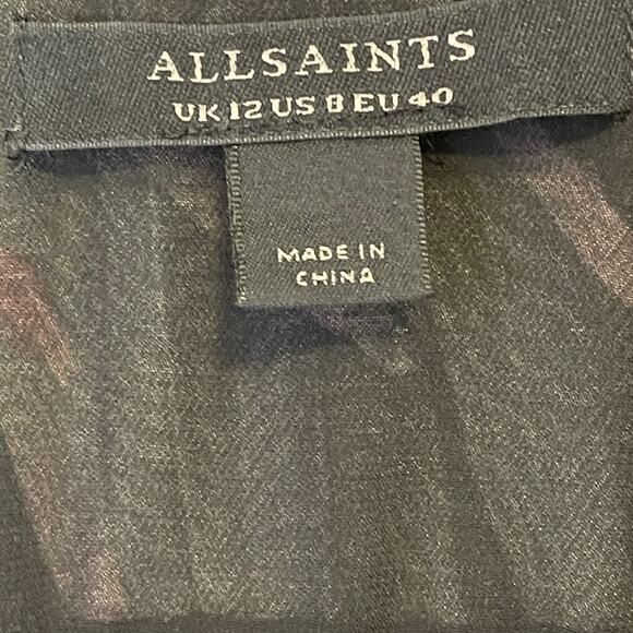 All Saints Demi Black and Floral Mini Dress Size 8 - Picture 16 of 16